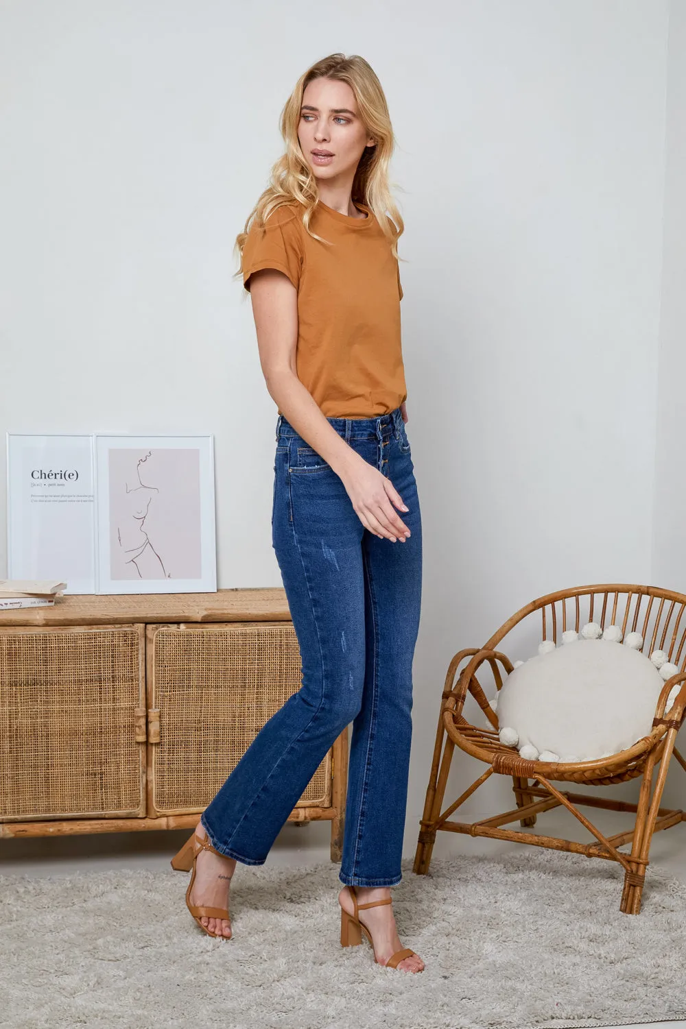 R.Display Flared Jeans with Buttons closure