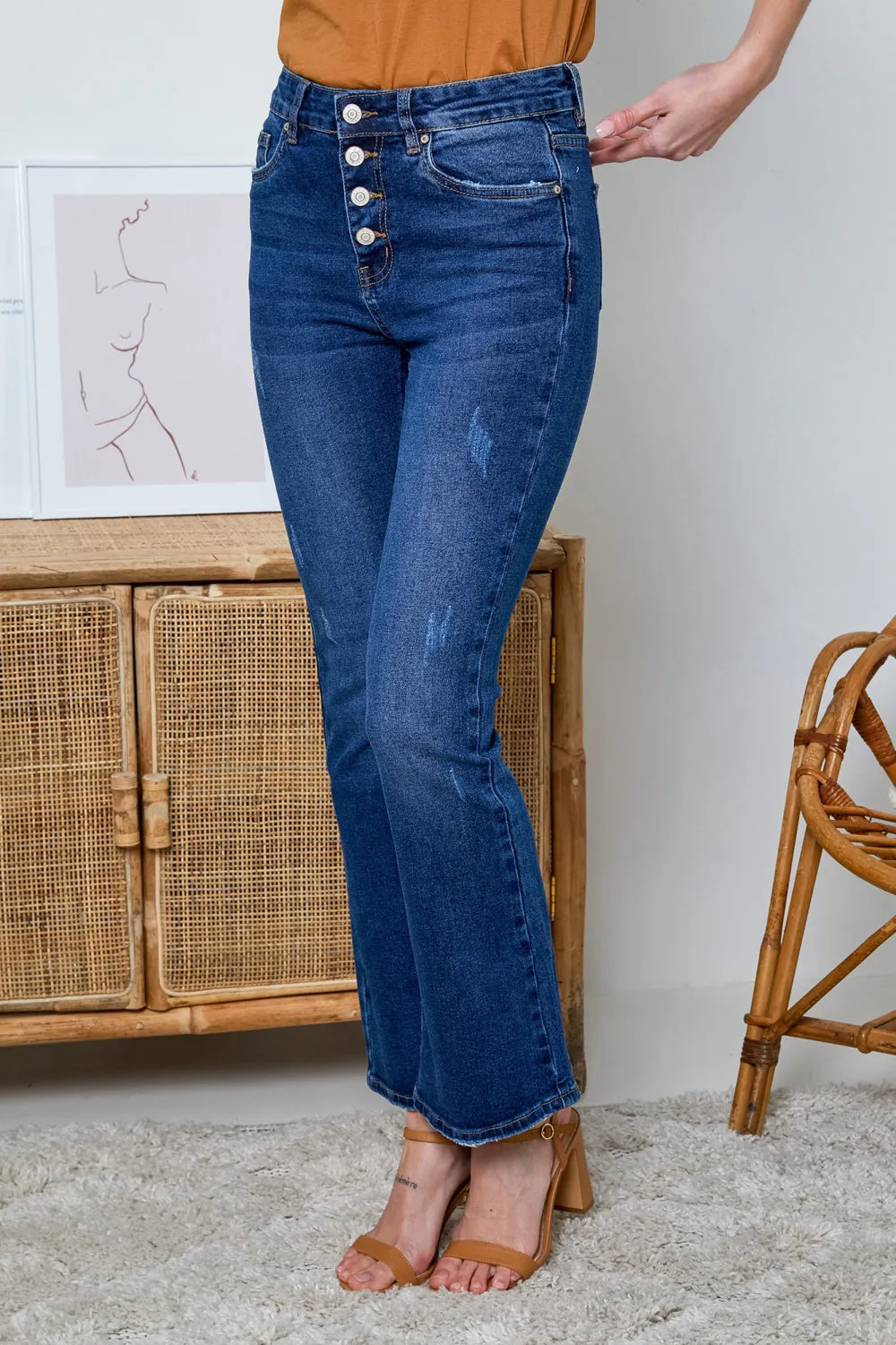 R.Display Flared Jeans with Buttons closure