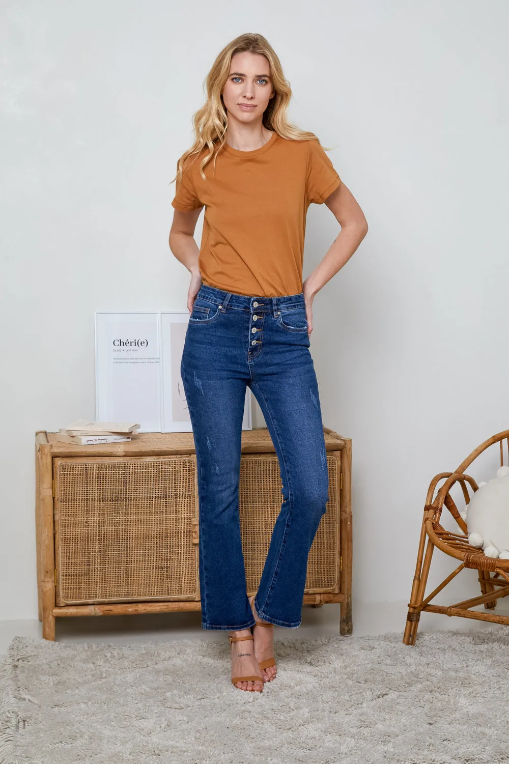 R.Display Flared Jeans with Buttons closure