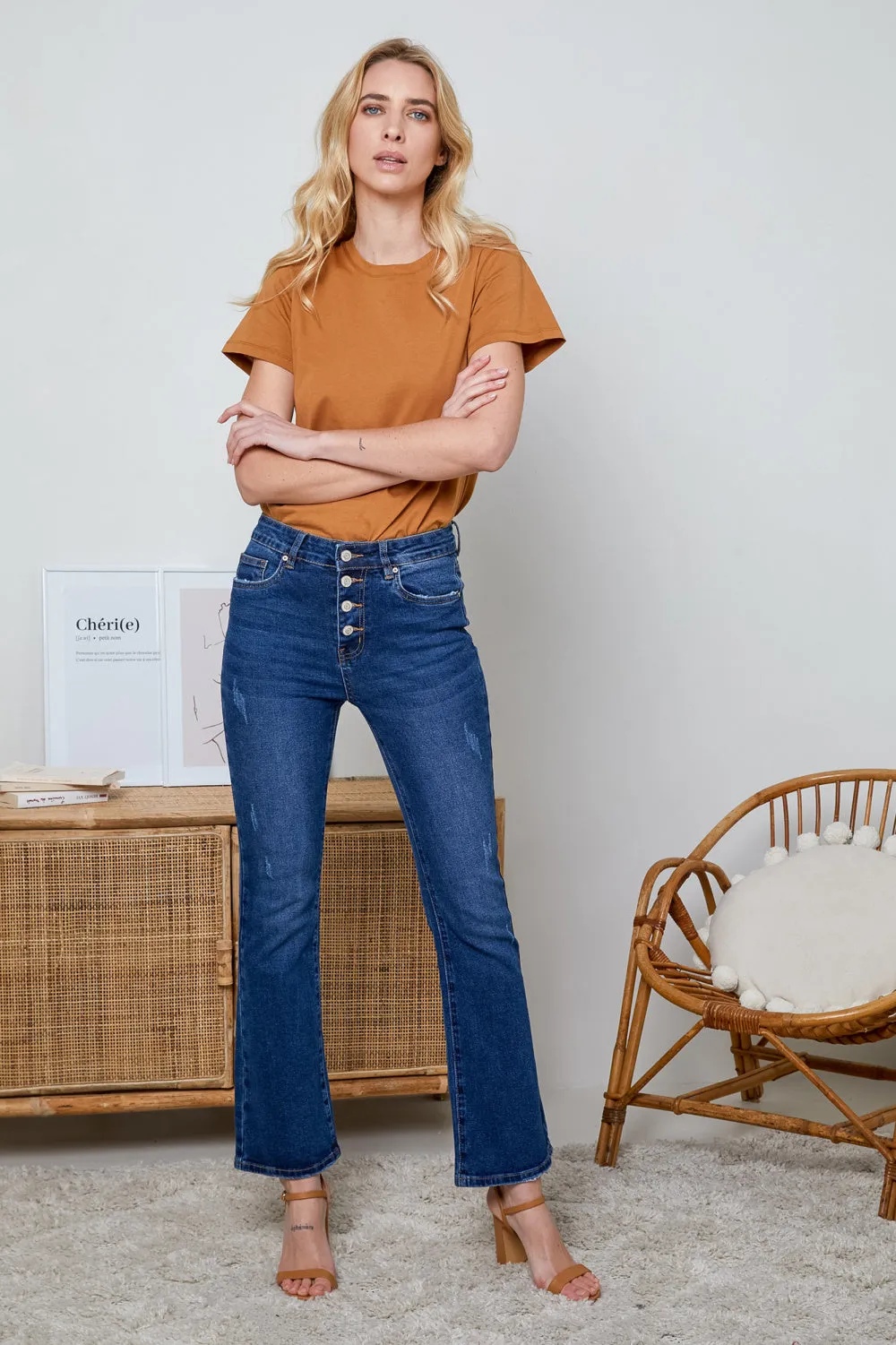 R.Display Flared Jeans with Buttons closure