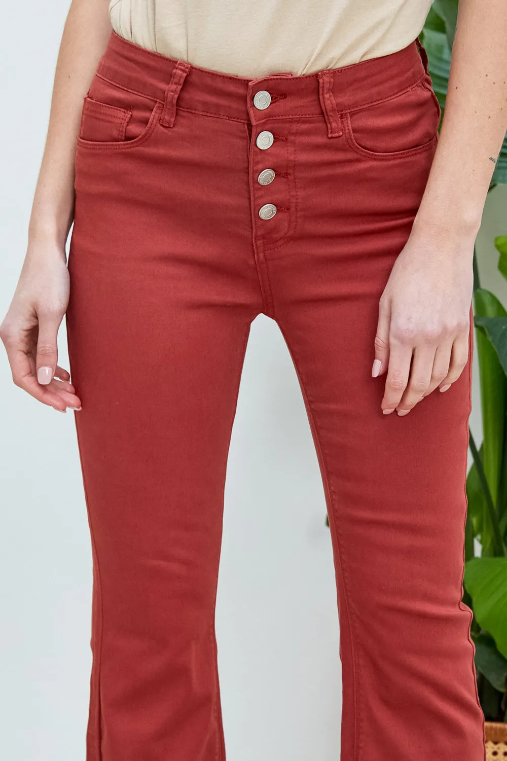 R.Display Flared Trousers with 4 Buttons closure