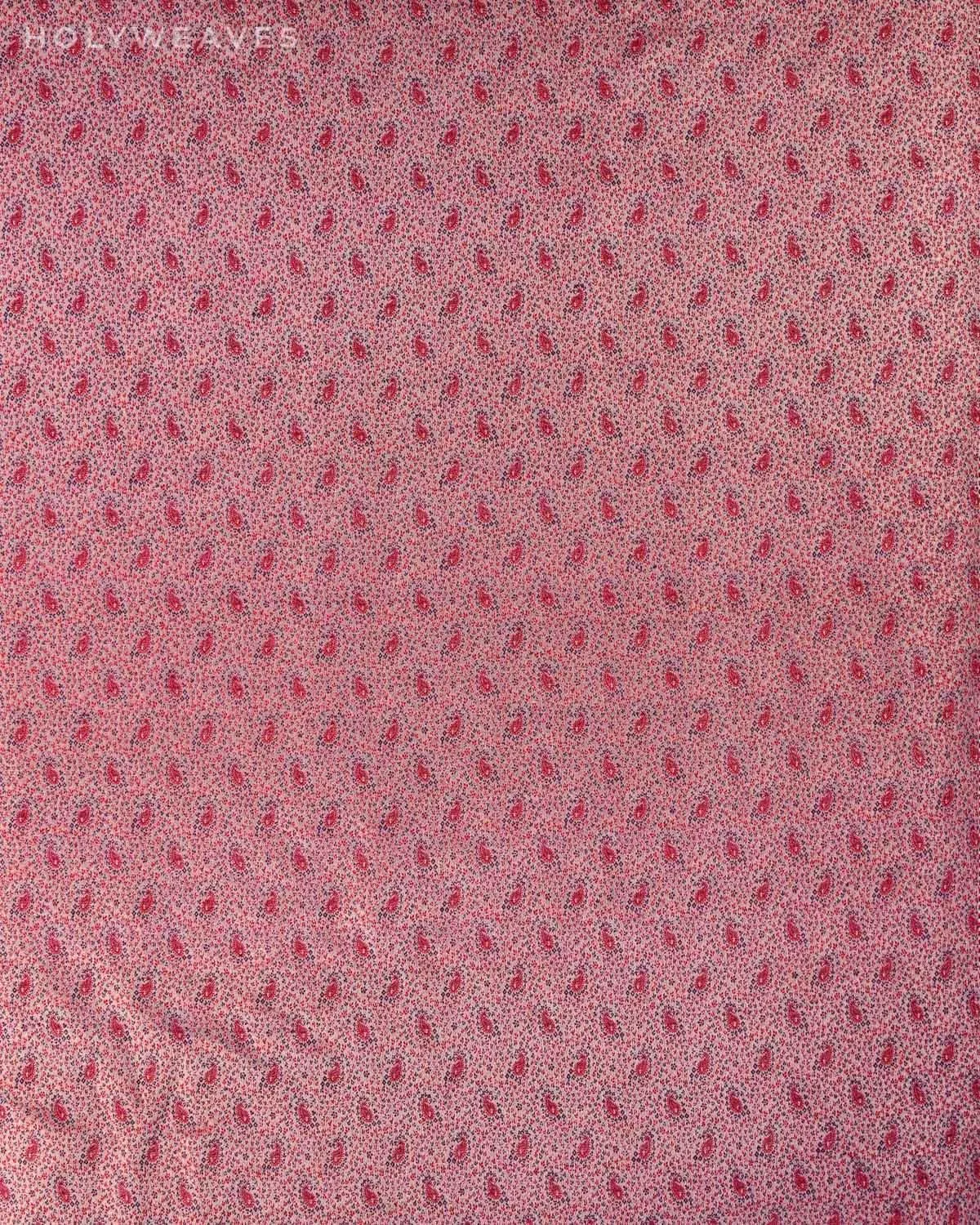 Rose Gray Banarasi Tehra Jamawar Handwoven Silk-wool Unisex Fabric with Zari Accents