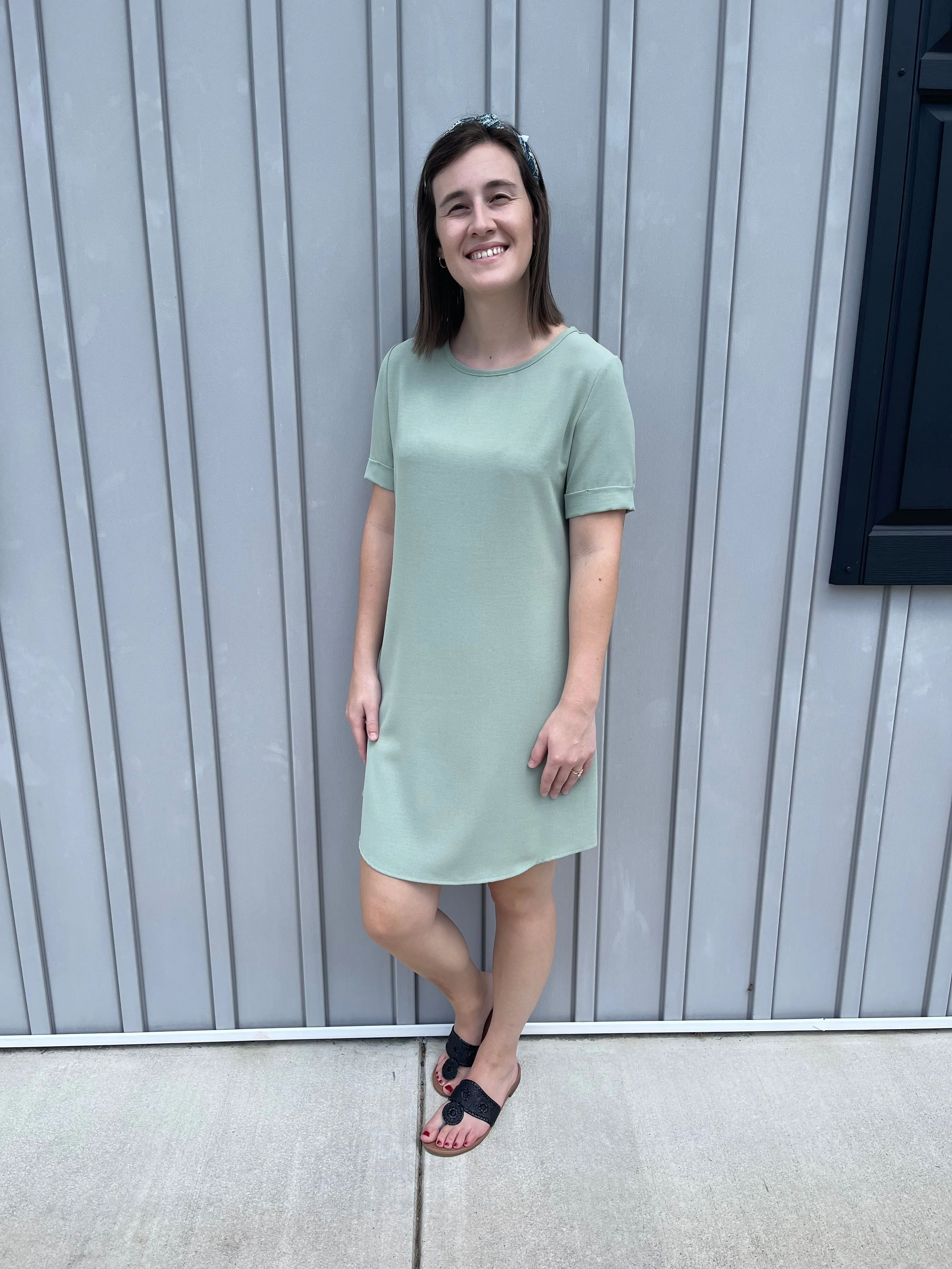 Sage green shift dress