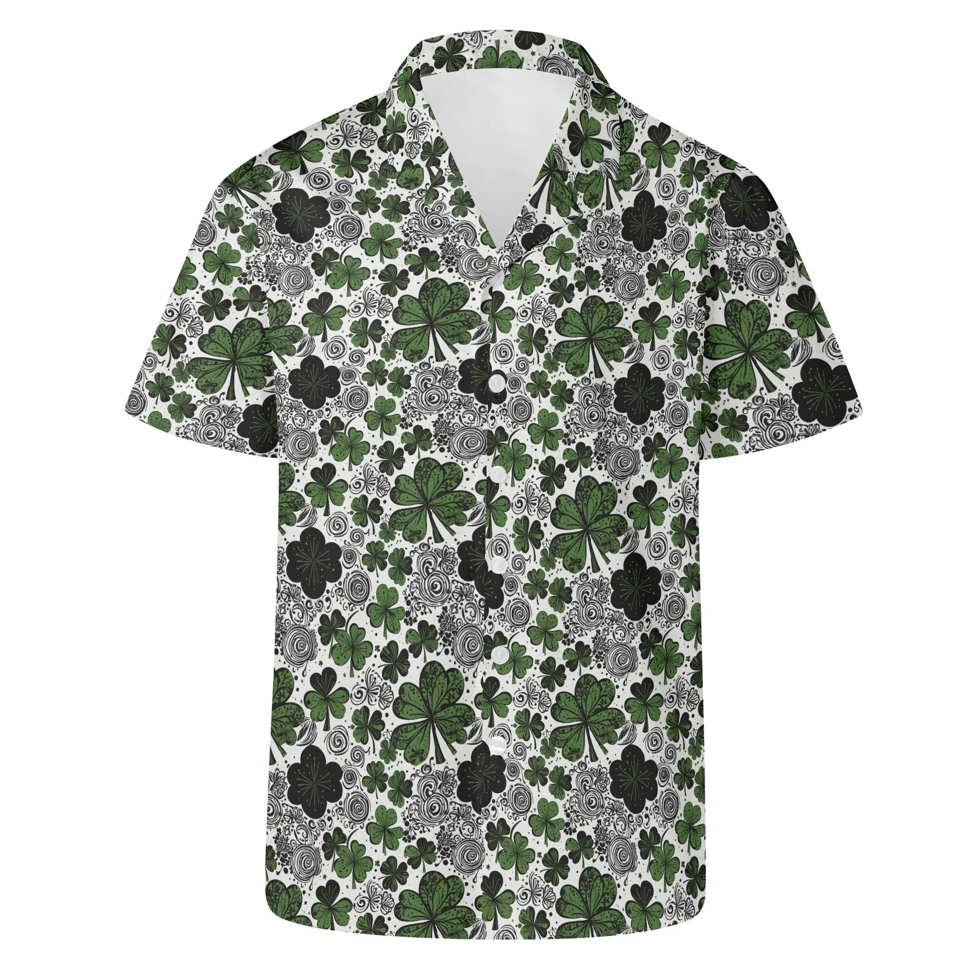 Scribble Clover Mens Casual Hawaiian Shirt