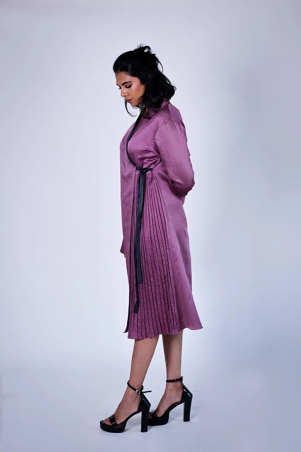 Shibori & Leather Blazer Dress
