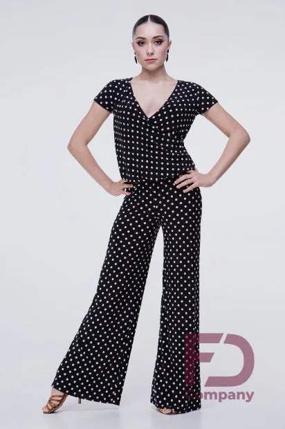 Short Sleeve V-Neck Jumpsuit with Flared Pants