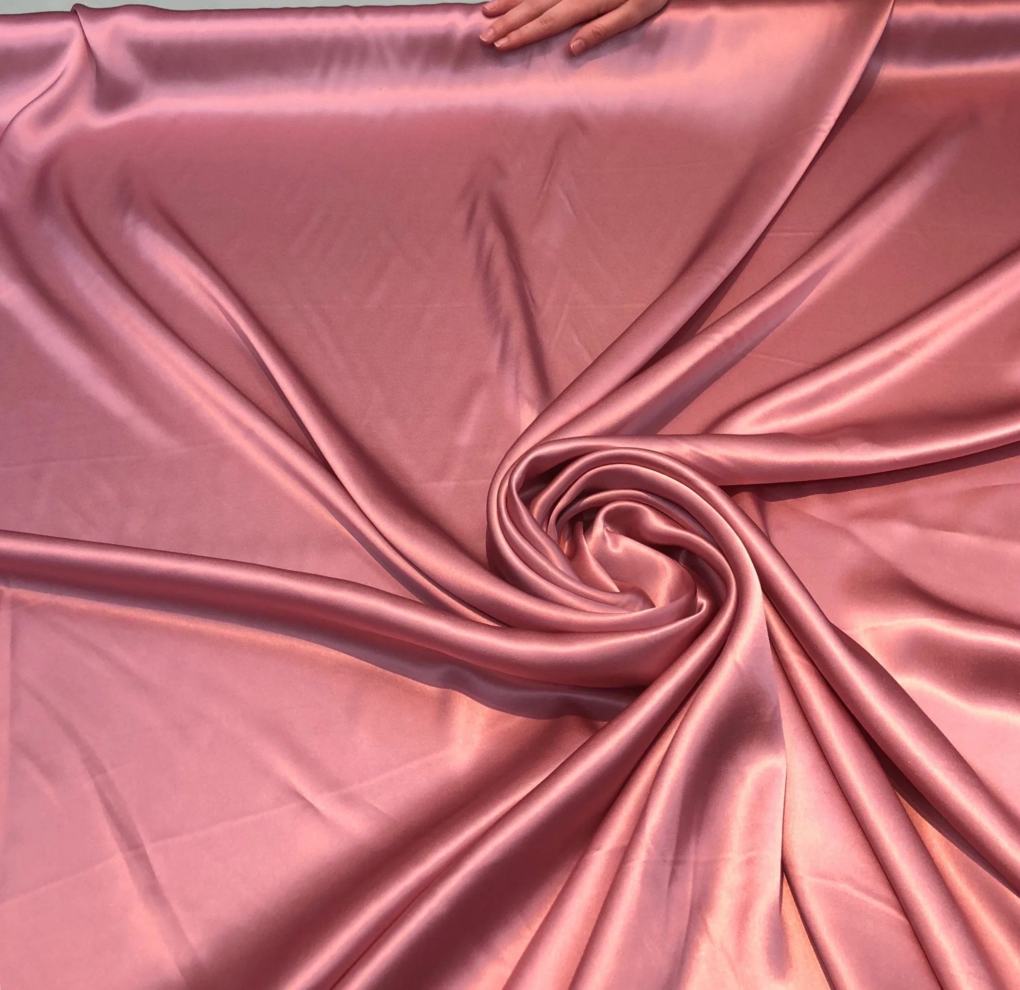Silk charmeuse 54&quot; wide    Beautiful mauve pink color silk satin charmouse fabric sold by the yard