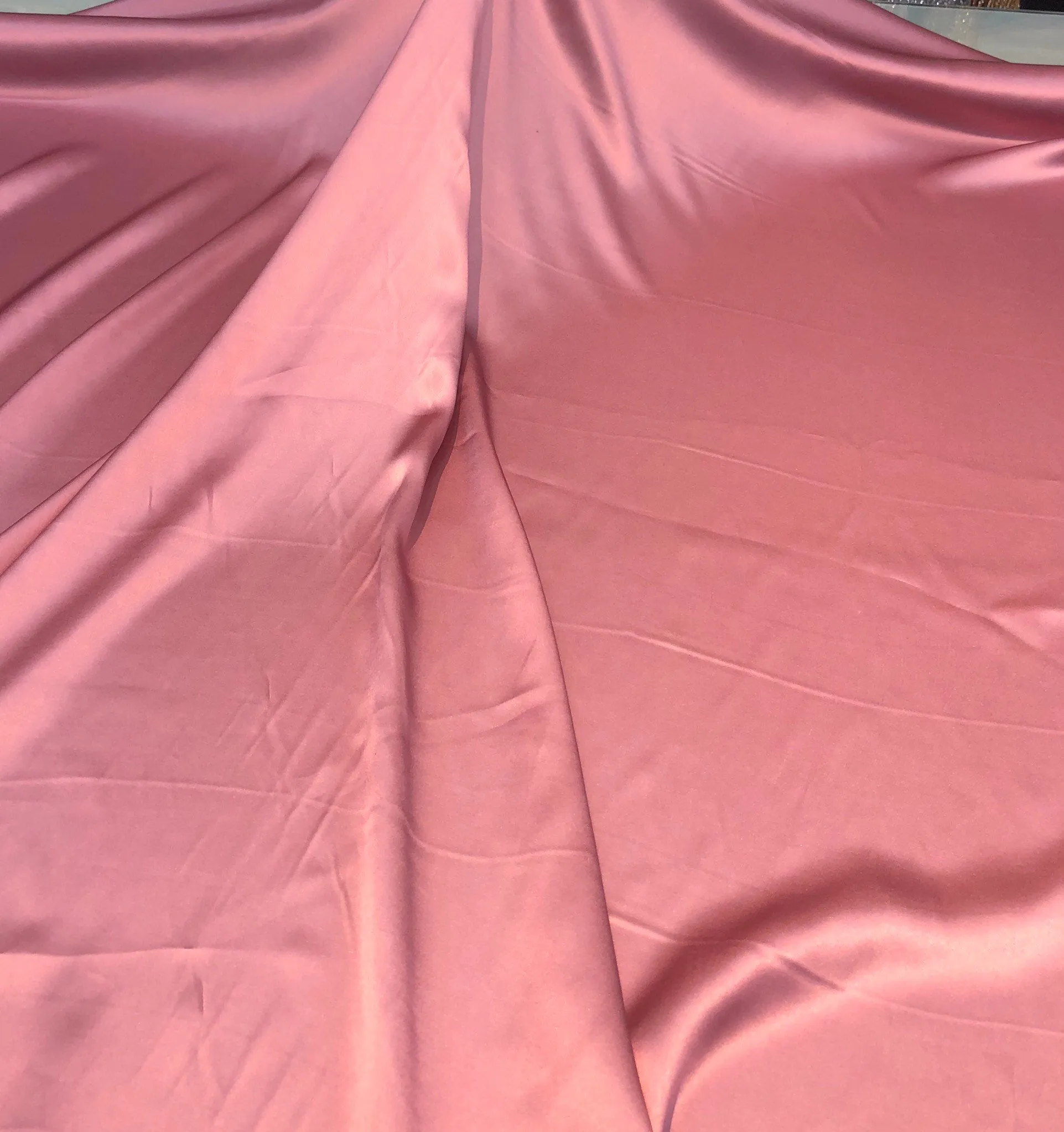 Silk charmeuse 54&quot; wide    Beautiful mauve pink color silk satin charmouse fabric sold by the yard