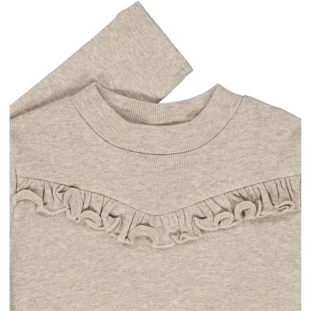 T-Shirt Rib Ruffle - gravel melange