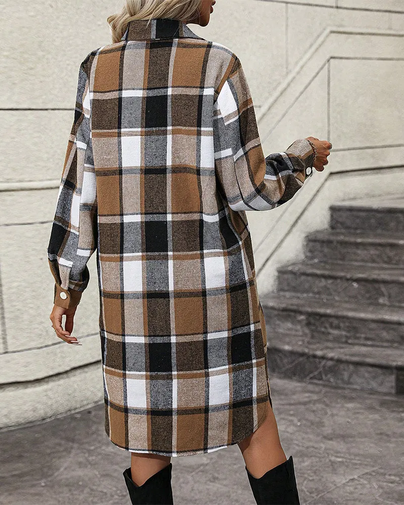 TastyHottie - Plaid Lapel Shift Dress