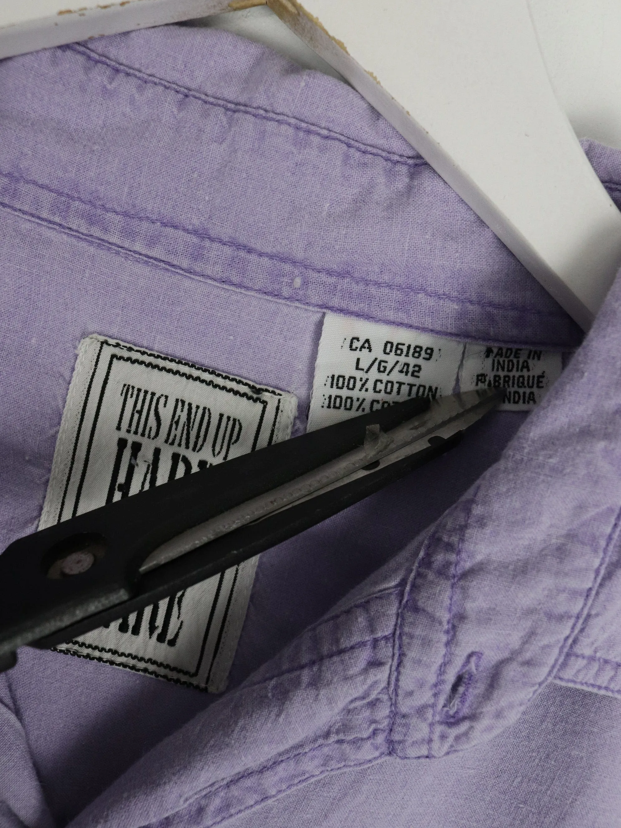 This End Up Hardware Shirt Mens Large Purple Button Up