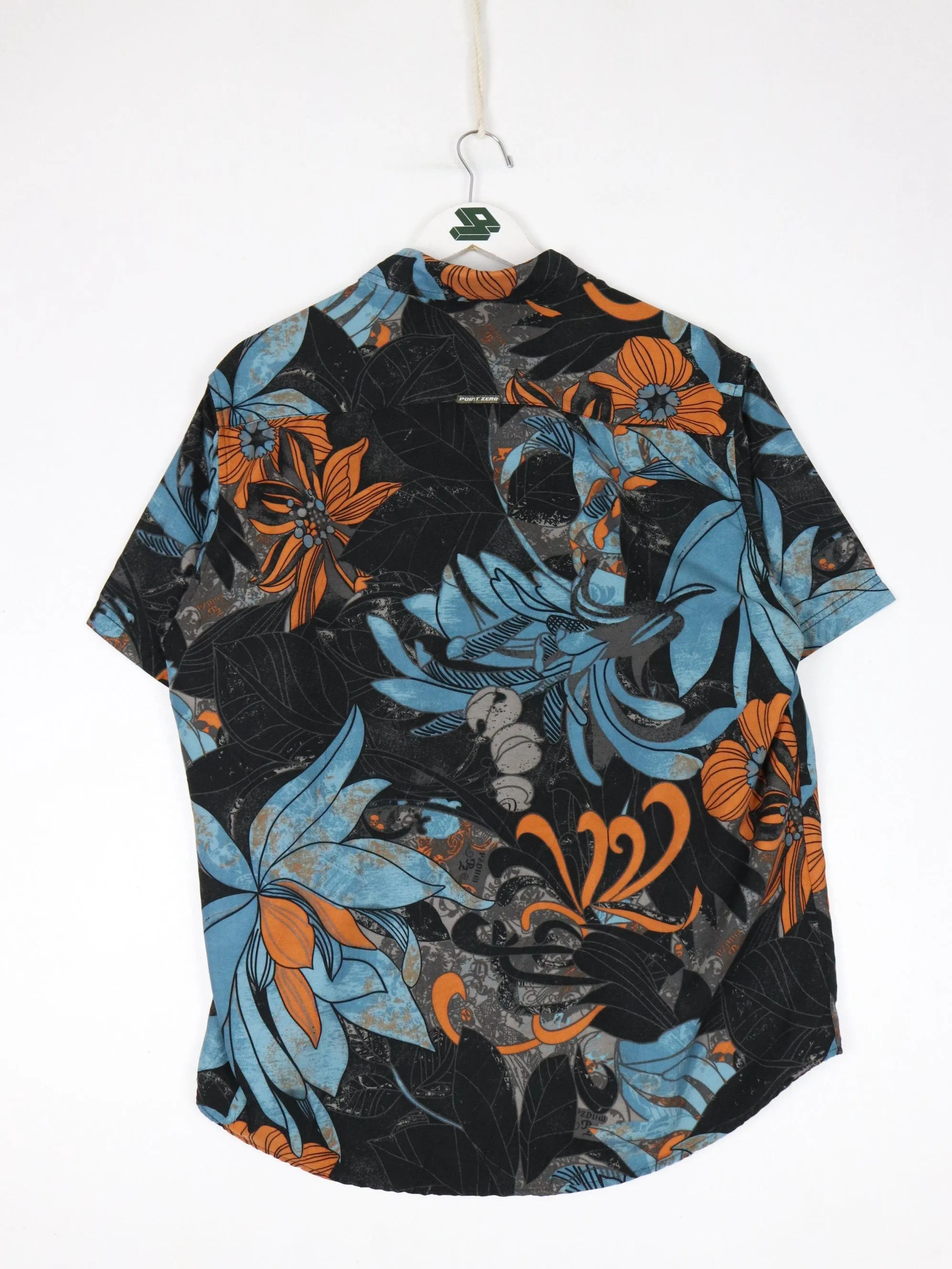 Vintage Point Zero Shirt Mens Medium Hawaiian Floral Button Up