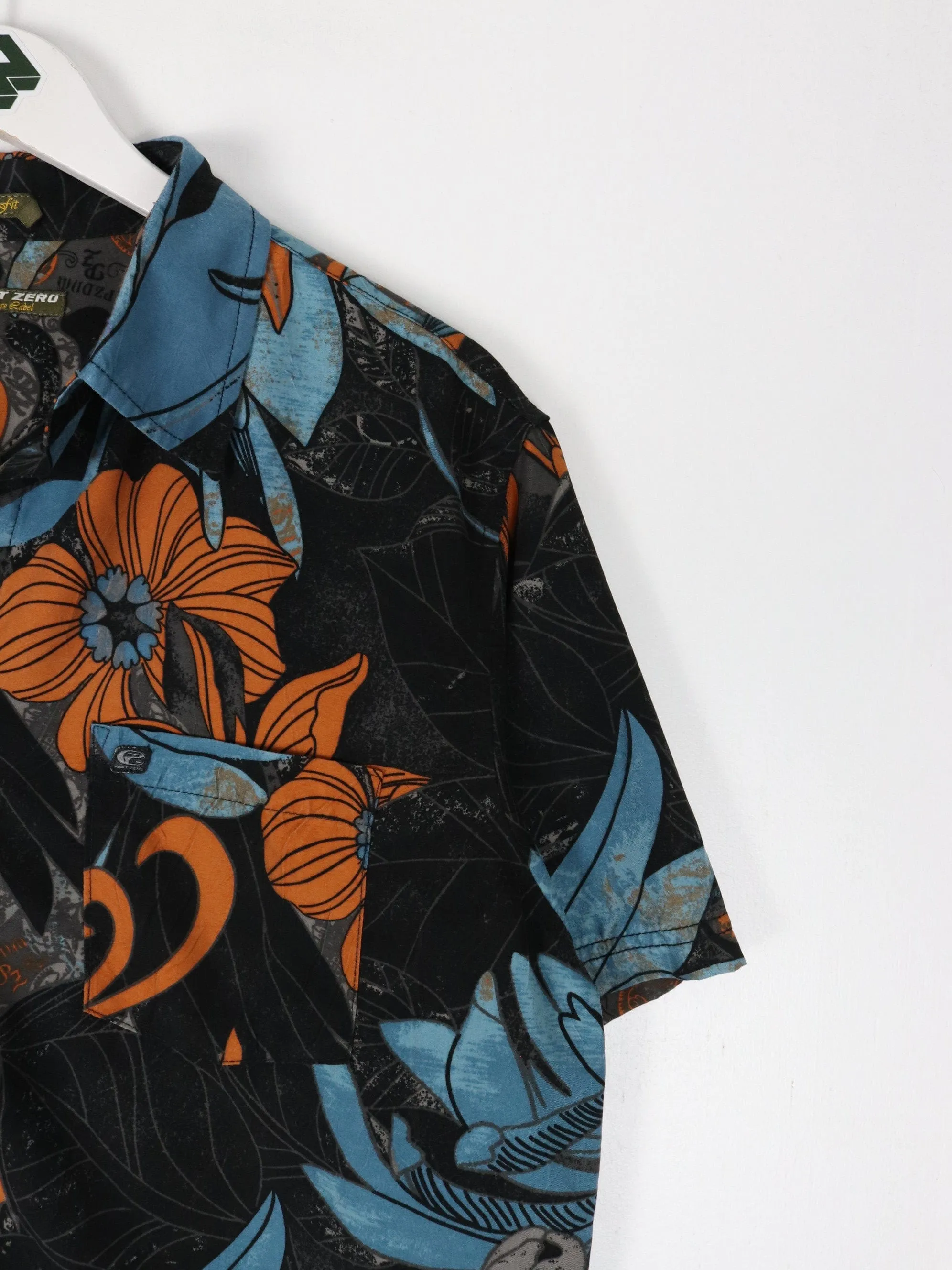 Vintage Point Zero Shirt Mens Medium Hawaiian Floral Button Up
