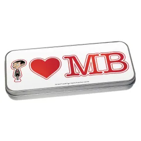 White I Heart Mr Bean Pencil tin