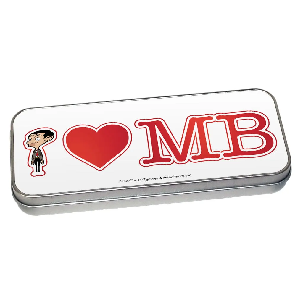 White I Heart Mr Bean Pencil tin