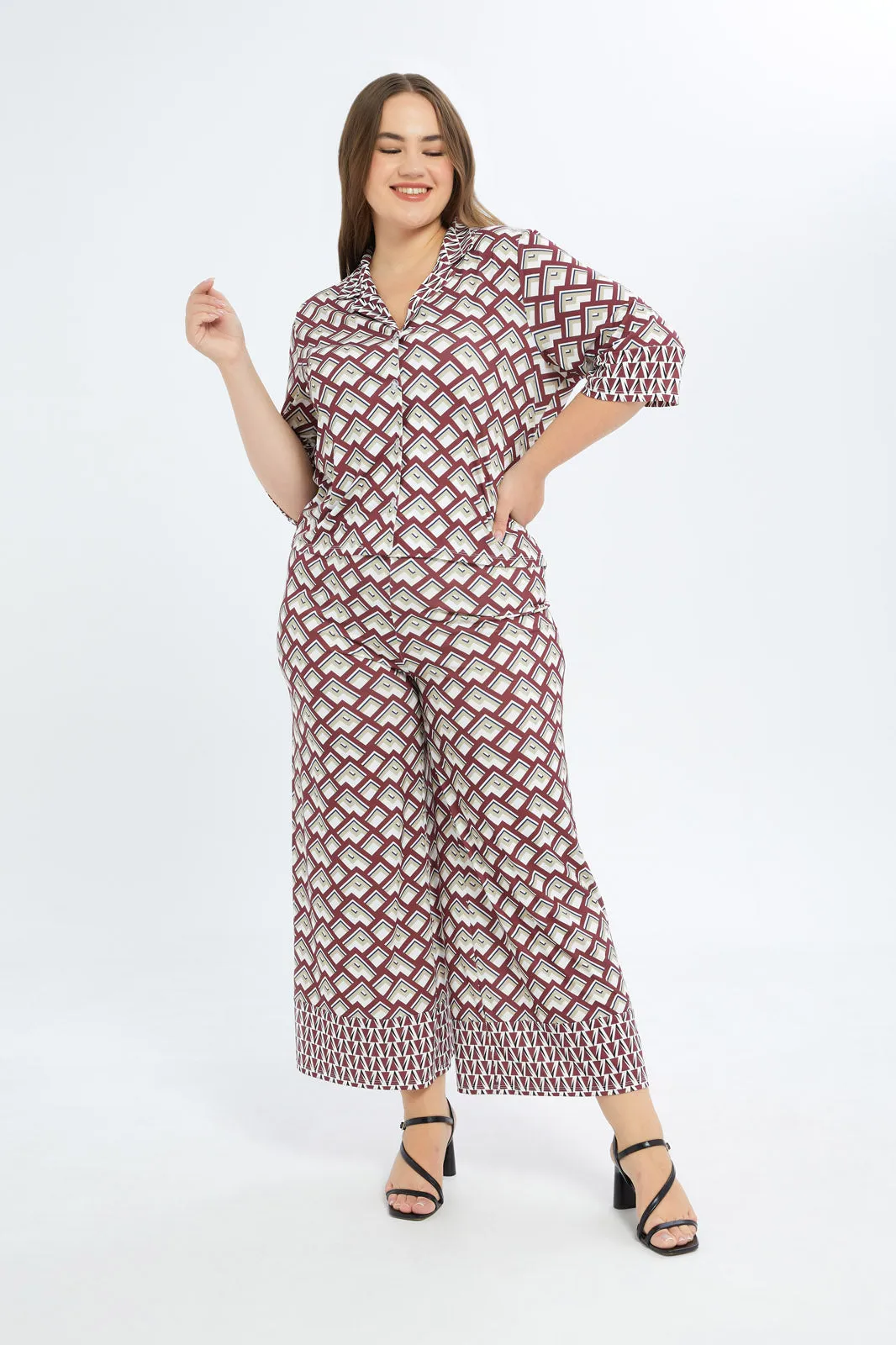 Women Multicolour Wide Leg Elasticated Trouser