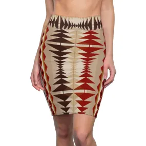 Womens Mini Skirt, High Waisted, Multi-Brown Pencil Skirt